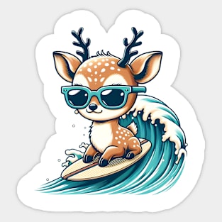 surfing reindeer Sticker